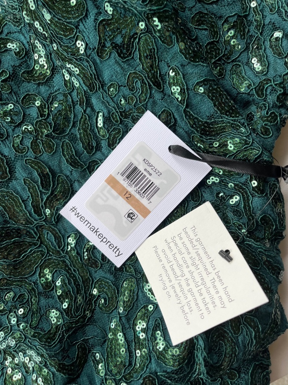 Kensie Emerald Green Sequin Lace Sheath Dress Size 12 NWT - Picture 7 of 16